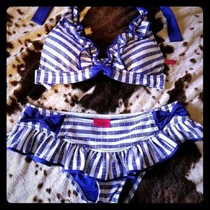 Betsey Johnson sailor print Bikini sz med